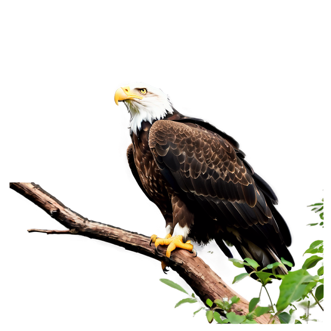 an eagle perched on a branch of a tree