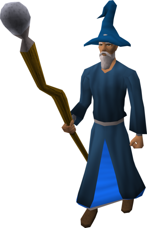 a cartoon character holding a stick and an axe