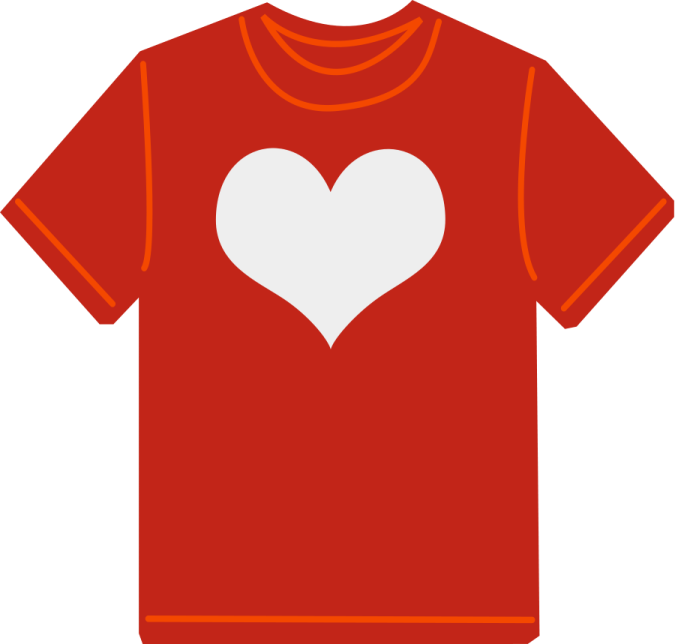 a red t - shirt with a white heart