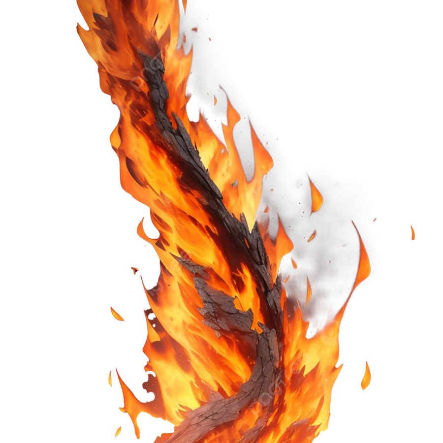 a fire is burning on a white background