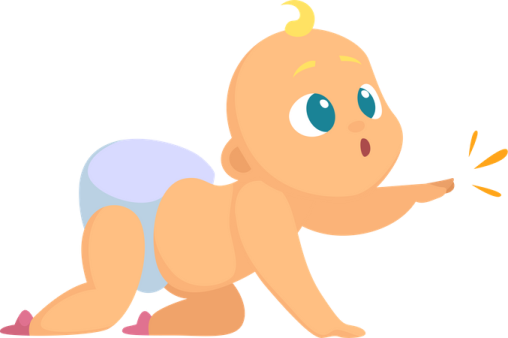 a baby pony with blue eyes and a pink tail