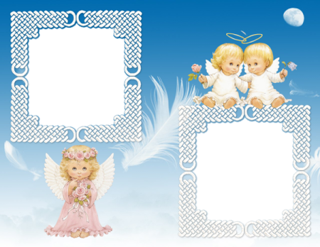 a set of three angel frames