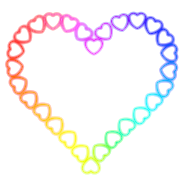 a rainbow colored heart on a white background