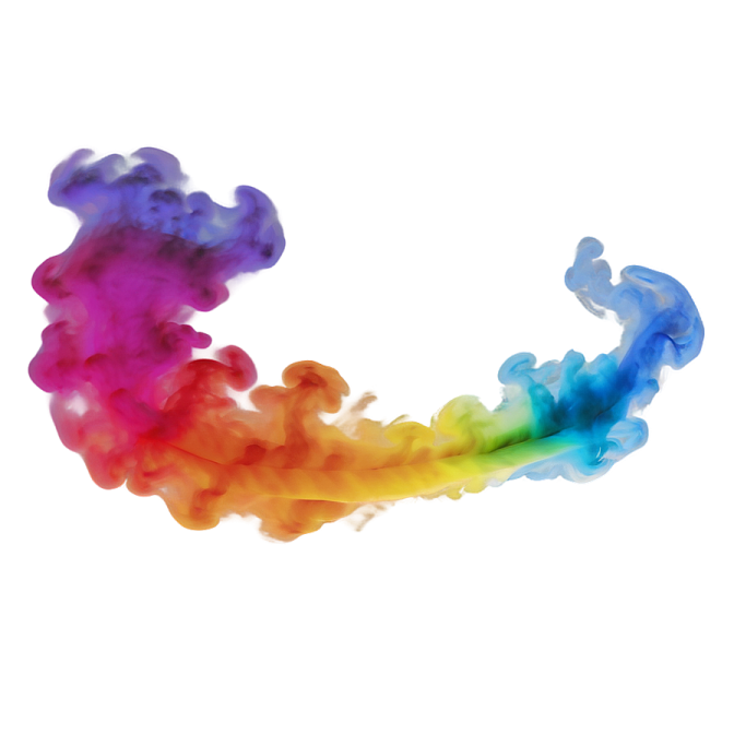 a rainbow colored cloud of smoke on a white background