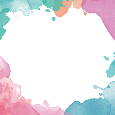 a colorful watercolor background with a white square frame
