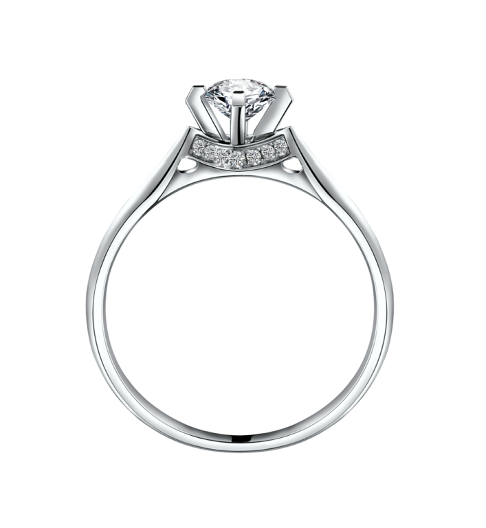 a diamond engagement ring on a white background