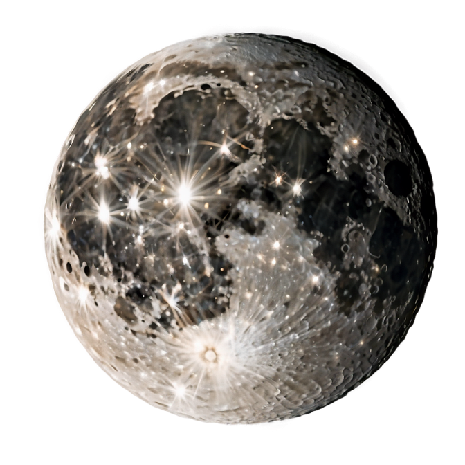 an image of the moon with stars on it