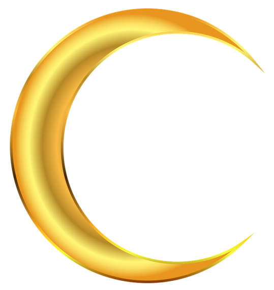 a golden crescent on a white background
