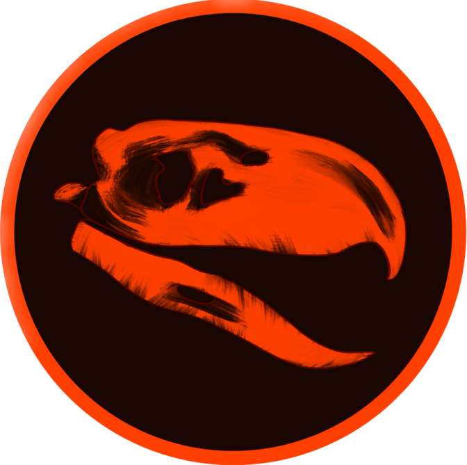 an orange and black circle