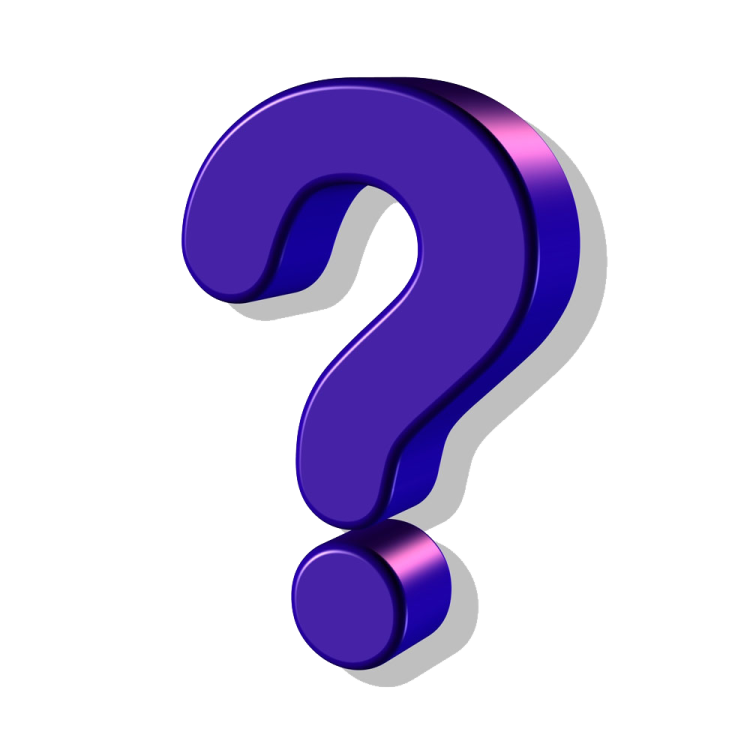 a purple question sign on a white background