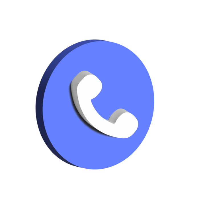 a blue phone icon with a white background