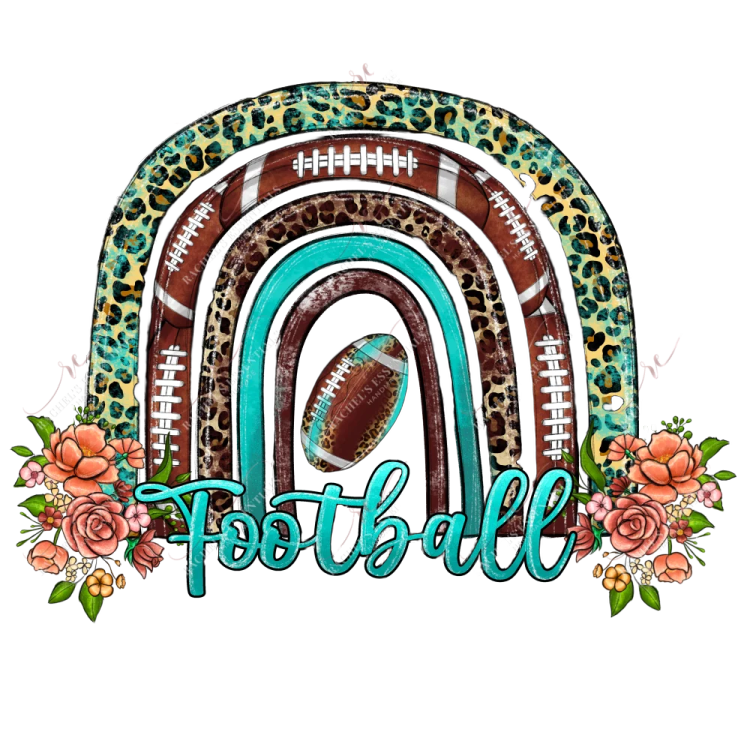leopard print with football ball and flowers