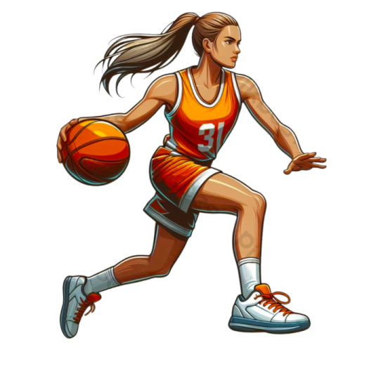 a female basketball player dribing with the ball