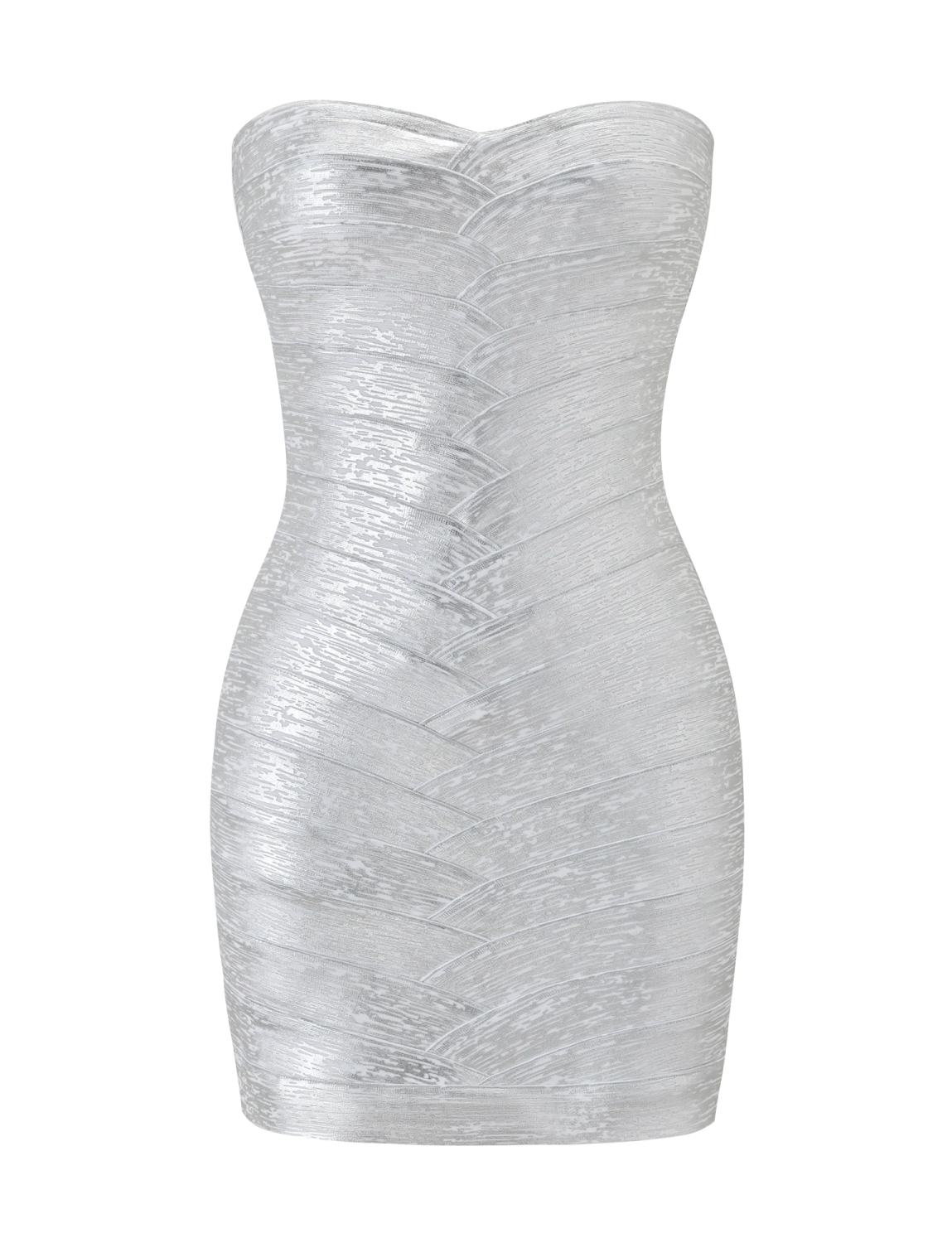 a white dress with metallic foil on it