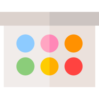 a box with colorful circles on it