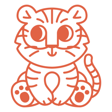 a cartoon tiger sitting on the ground