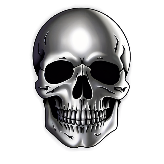a black and white skull on a white background