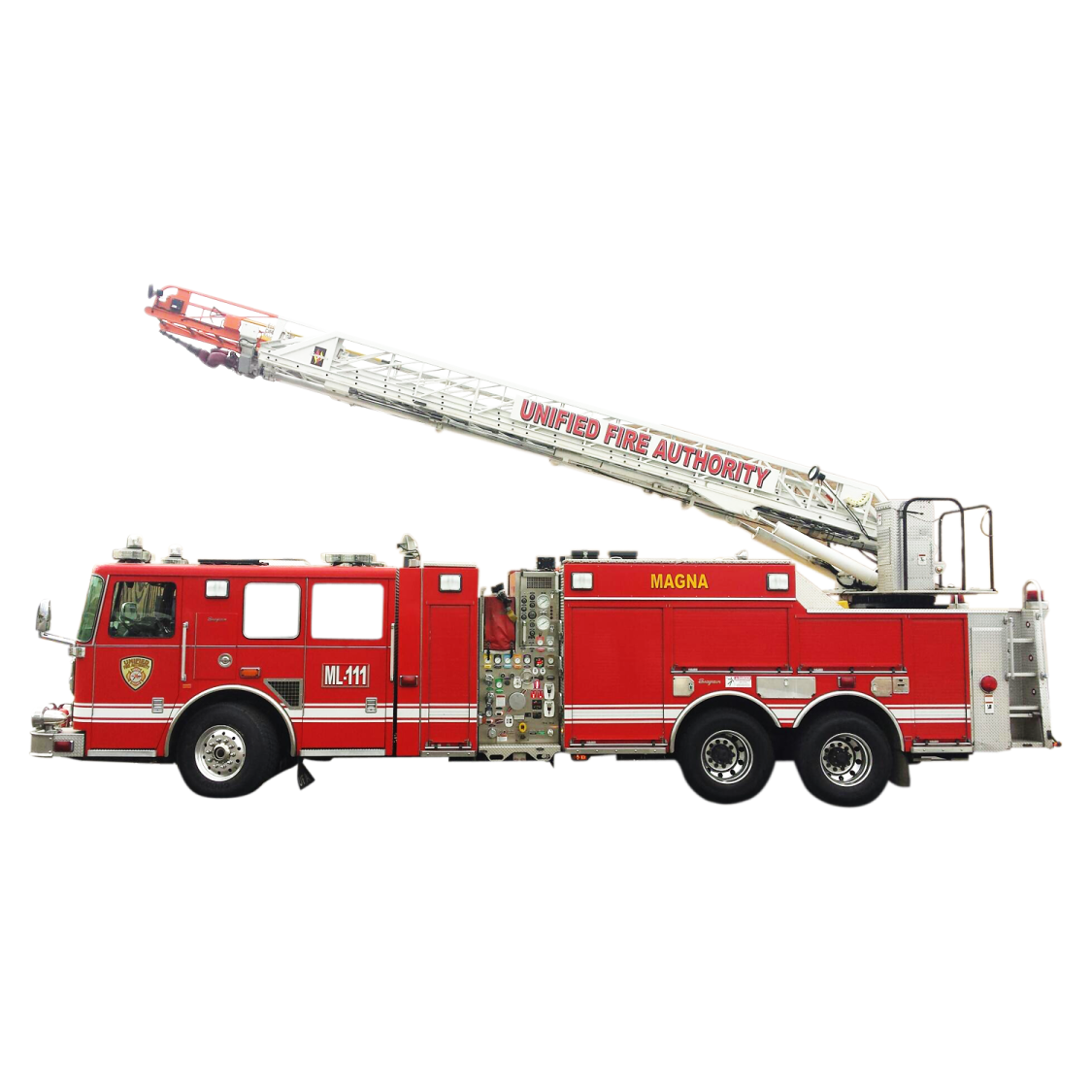 a red fire truck on a white background