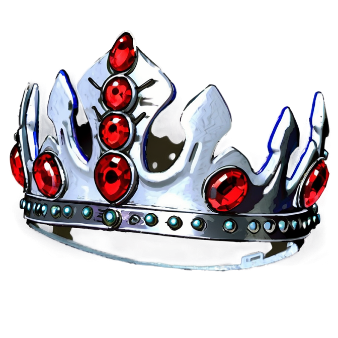 a drawing of a crown with red crystals