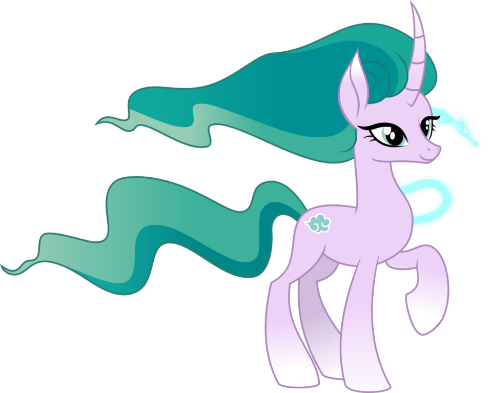 a pinkie pony with green hair and blue eyes