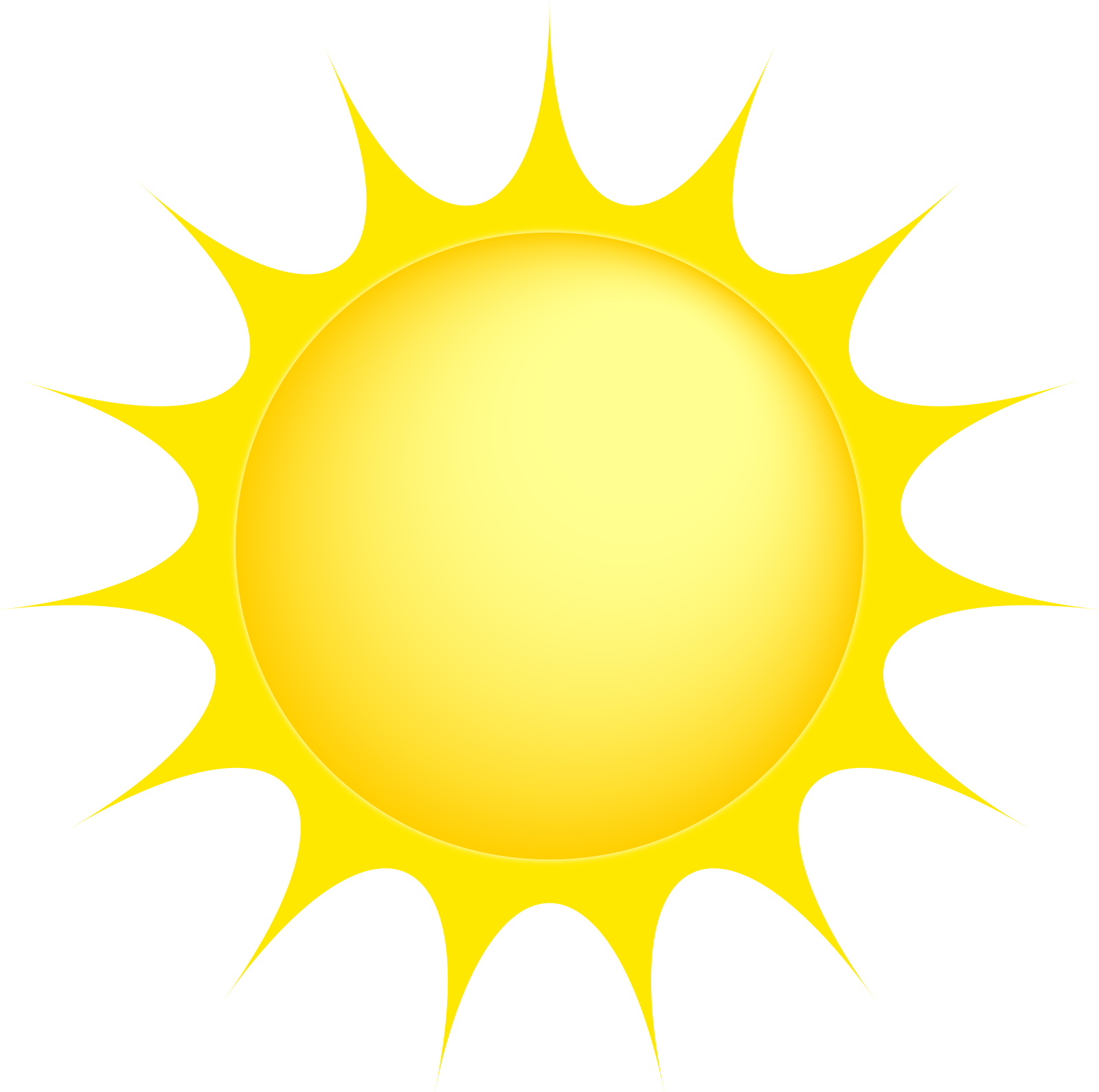 a yellow sun on a white background
