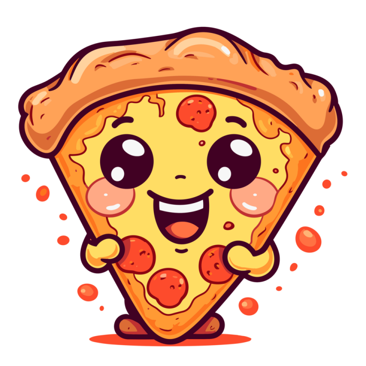 a slice of pizza with a smiling face