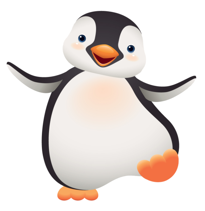 a cartoon penguin sitting on the ground