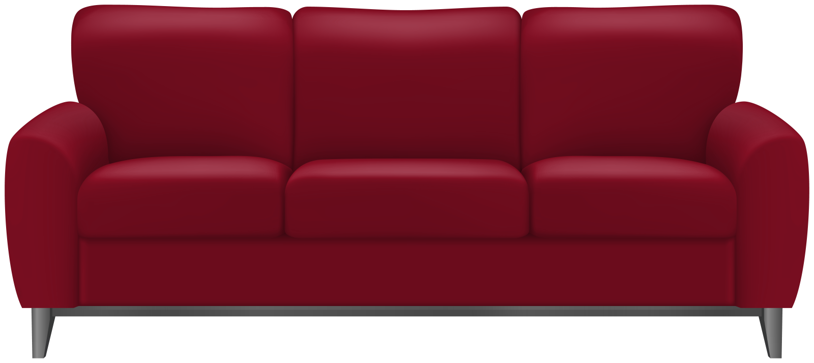 a red couch on a white background