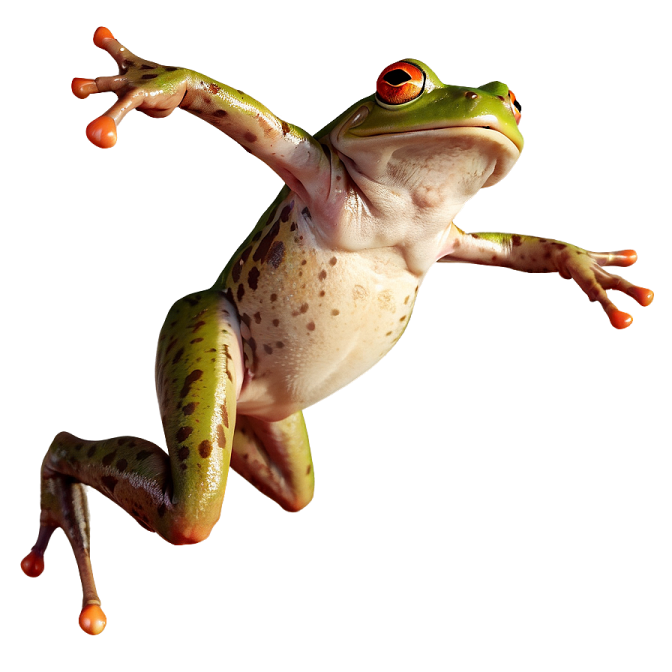 a frog that is jumping in the air