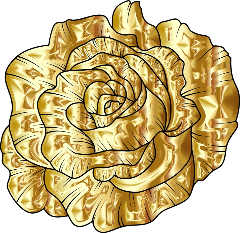 a golden rose flower on white background