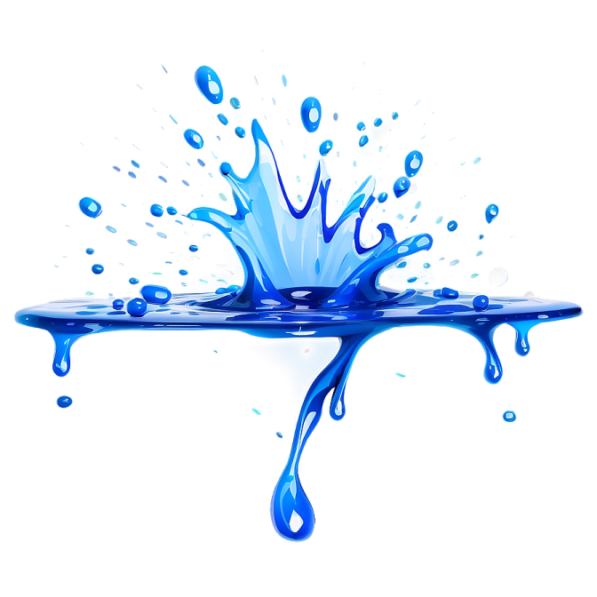 a splash of blue liquid on a white background