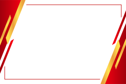 a red and gold frame with a white background