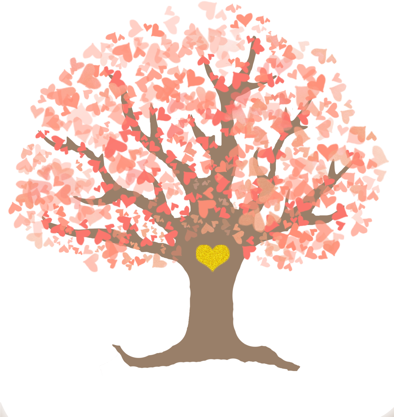 a tree with hearts in the shape of a heart