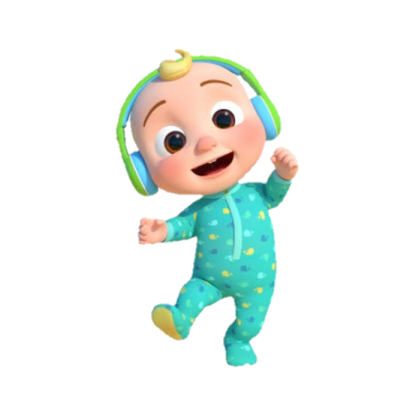 a cartoon character with headphones on
