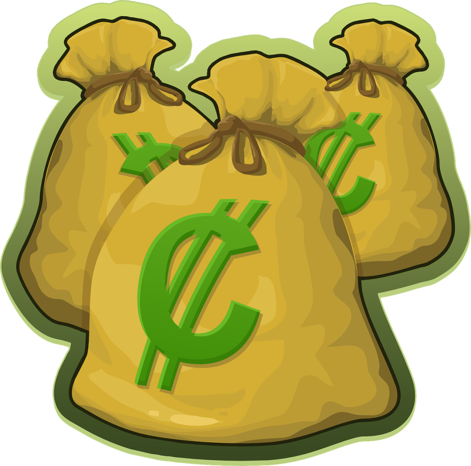 three bags of money clipart