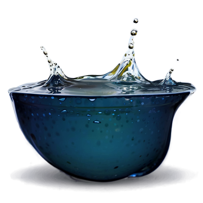 a blue bowl with water splashing on it