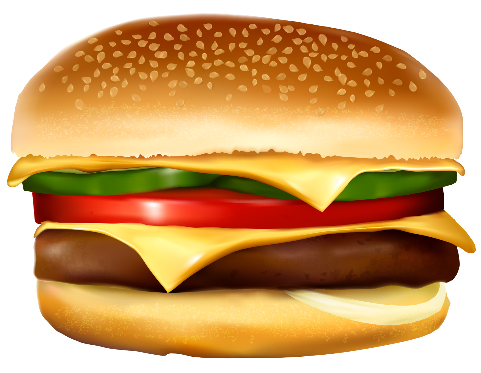 a big hamburger with cheese, tomato and lete