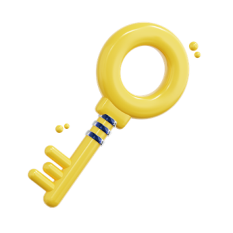 a yellow key on a white background