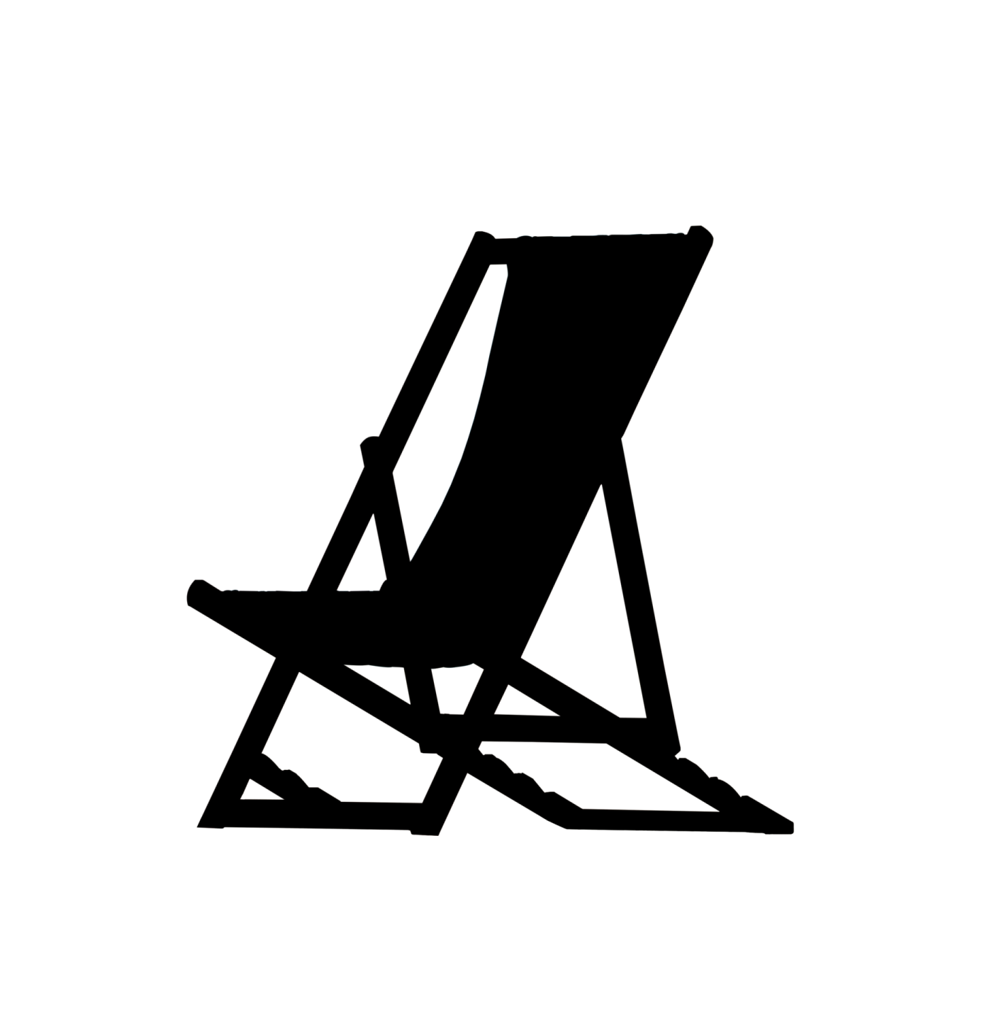 a black and white silhouette of a beach chair