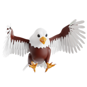 an eagle flying with its wings spread out