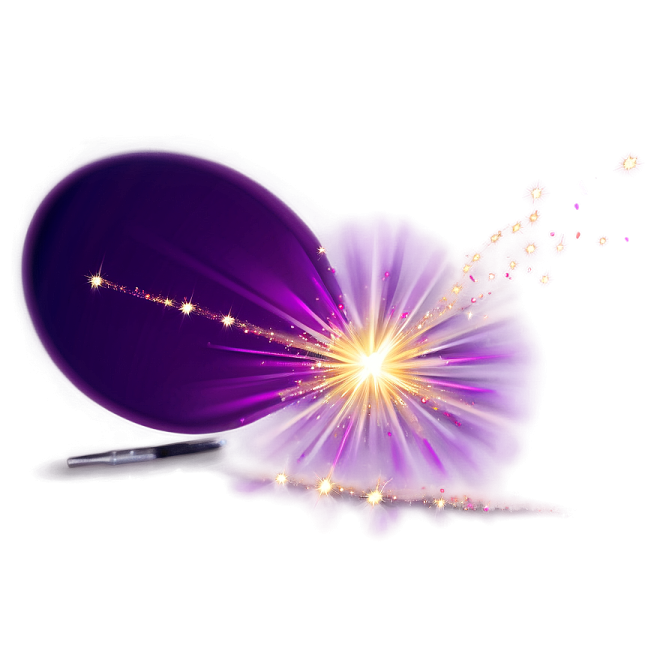 a purple ball with sparkle coming out of it