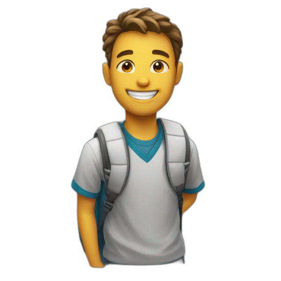 a cartoon character with a backpack on his back