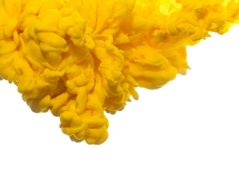 yellow ink in water on white background