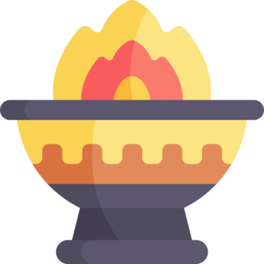 an illustration of a fire in a bowl