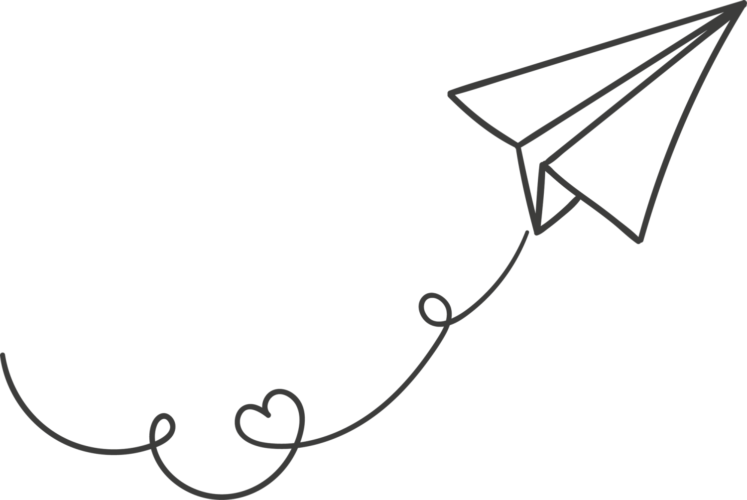 a black and white drawing of a paper airplane