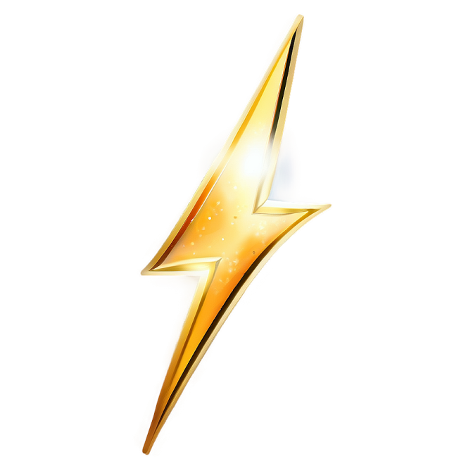 a gold lightning bolt on a white background