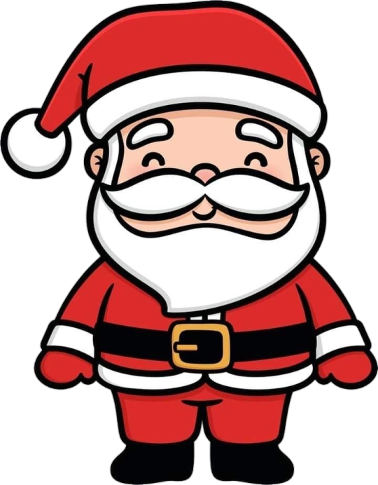 a cartoon santa with a beard and mustache