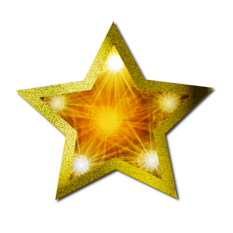 a golden star on a white background