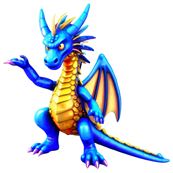 a blue and yellow dragon