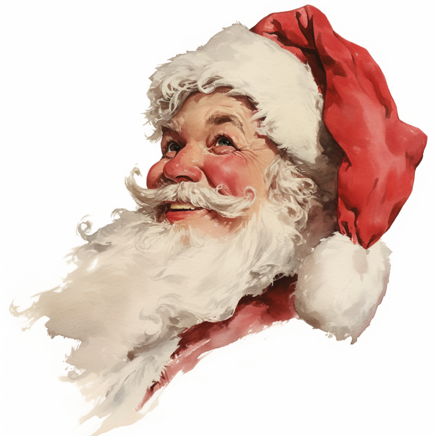 a watercolor painting of a santa claus